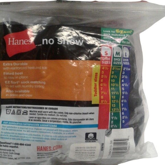Hanes Size Small 4.5-8.5 No Show Socks Toddler Boys Cushion 10 Pairs Black NEW - Picture 5 of 6